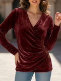 Slim-fit button-down elegant solid color top_CWTSTL01324
