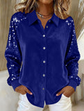 Women's sequined velvet loose-fitting shirt