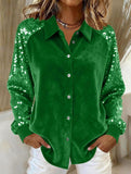 Women's sequined velvet loose-fitting shirt