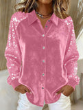 Women's sequined velvet loose-fitting shirt