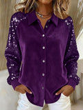 Women's sequined velvet loose-fitting shirt