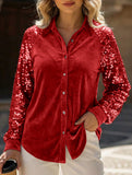 Women's sequined velvet loose-fitting shirt