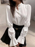 Women's casual blouse with elegant bell sleeves