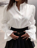 Women's casual blouse with elegant bell sleeves