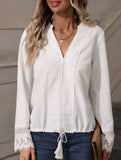 Niche V-neck lace tassel shirt, elegant and versatile