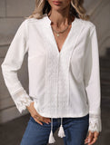 Niche V-neck lace tassel shirt, elegant and versatile