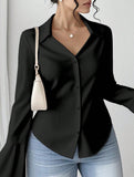 French-style fitted waist elegant top for women