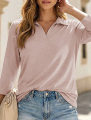 Women's Polo Shirt V-neck Mid-sleeve T-shirt
