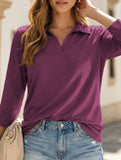 Women's Polo Shirt V-neck Mid-sleeve T-shirt