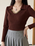 Retro V-neck patchwork rhinestone T-shirt for women
