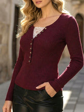 Retro lace trim slim-fit base layer for women_CWTSTL01351