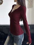 Retro lace trim slim-fit base layer for women_CWTSTL01351