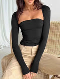 Trendy and sexy slim-fit faux two-piece top for women