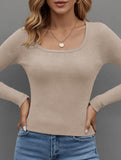 U-neck casual slim fit base layer T-shirt for women