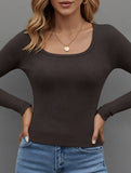 U-neck casual slim fit base layer T-shirt for women