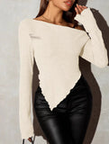 Slim-fit, slightly flared, irregular top for women