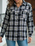 Plaid brushed loose-fitting shirt for women_CWTSTL01356