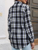 Plaid brushed loose-fitting shirt for women_CWTSTL01356