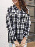 Plaid brushed loose-fitting shirt for women_CWTSTL01356