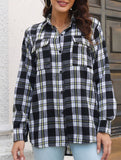 Plaid brushed loose-fitting shirt for women_CWTSTL01356