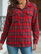 Plaid brushed loose-fitting shirt for women_CWTSTL01356
