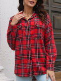 Plaid brushed loose-fitting shirt for women_CWTSTL01356