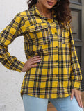 Plaid brushed loose-fitting shirt for women_CWTSTL01356