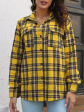Plaid brushed loose-fitting shirt for women_CWTSTL01356