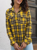 Plaid brushed loose-fitting shirt for women_CWTSTL01356