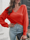 Women's cross-over cropped knitted loose sweater_CWTSTL01358
