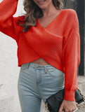 Women's cross-over cropped knitted loose sweater_CWTSTL01358