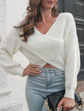 Women's cross-over cropped knitted loose sweater_CWTSTL01358