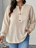 Plus Size Button-Down Striped Casual Top for Women_CWTSTL01382