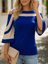 Women's Off-Shoulder Flared Sleeve Top/T-Shirt_CWTSTL01393