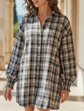 Fashionable plaid lantern sleeve shirt for women_CWTSTL01394
