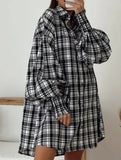 Fashionable plaid lantern sleeve shirt for women_CWTSTL01394