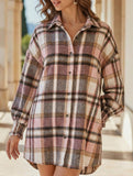 Fashionable plaid lantern sleeve shirt for women