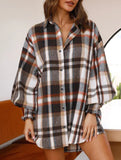 Fashionable plaid lantern sleeve shirt for women_CWTSTL01394