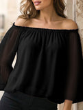 Women's off-shoulder bell sleeve chiffon blouse