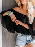 Women's off-shoulder bell sleeve chiffon blouse