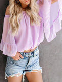 Women's off-shoulder bell sleeve chiffon blouse