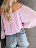Women's off-shoulder bell sleeve chiffon blouse