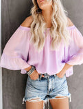 Women's off-shoulder bell sleeve chiffon blouse