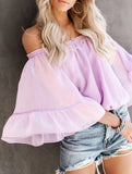 Women's off-shoulder bell sleeve chiffon blouse