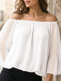 Women's off-shoulder bell sleeve chiffon blouse