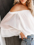 Women's off-shoulder bell sleeve chiffon blouse
