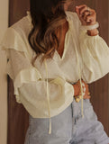 Loose Tie Neck Office Pullover Shirt