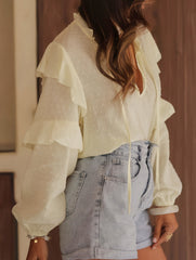 Loose Tie Neck Office Pullover Shirt