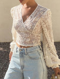 Deep V Backless Lace Fairy Crop Top