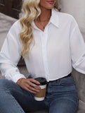 Solid Cropped Long Sleeve Shirt